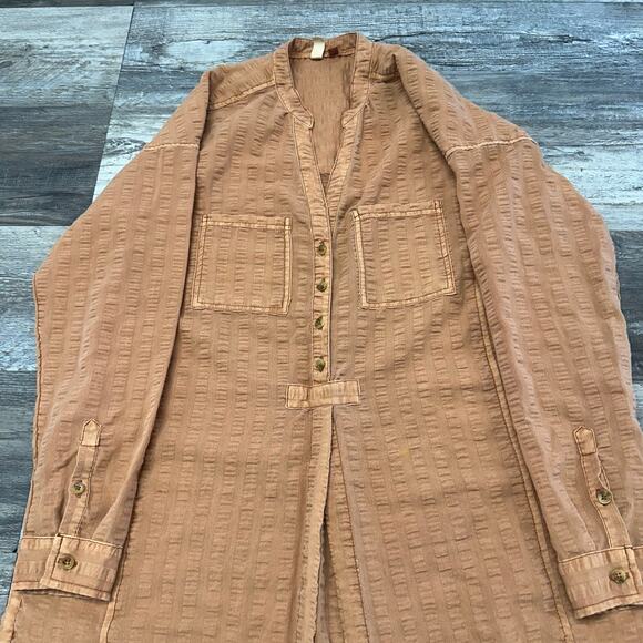 Pilcro and the Letterpress Seersucker Orange Womens XS Menagerie Boho Tunic Top - Picture 2 of 11